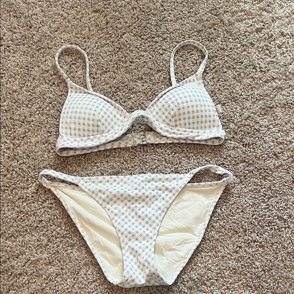 Solid and Striped white bikini